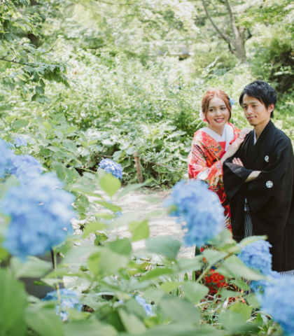 紫陽花 日和 ロケーションフォト フォトウェディング 結婚式の前撮りキャンペーン