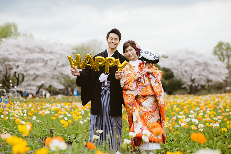 昭和記念公園の花畑で前撮りプラン フォトウェディング 結婚式の前撮りキャンペーン
