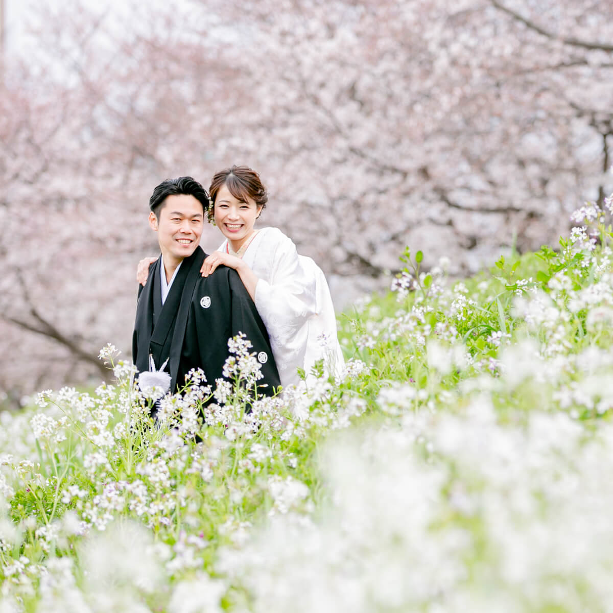 【ボブウェディングヘッドドレスJ】桜（サクラ）結婚式/前撮り髪飾りピンク白 ボブ・ショートボブのヘッドドレスZ】和装前撮り・結婚式白無垢