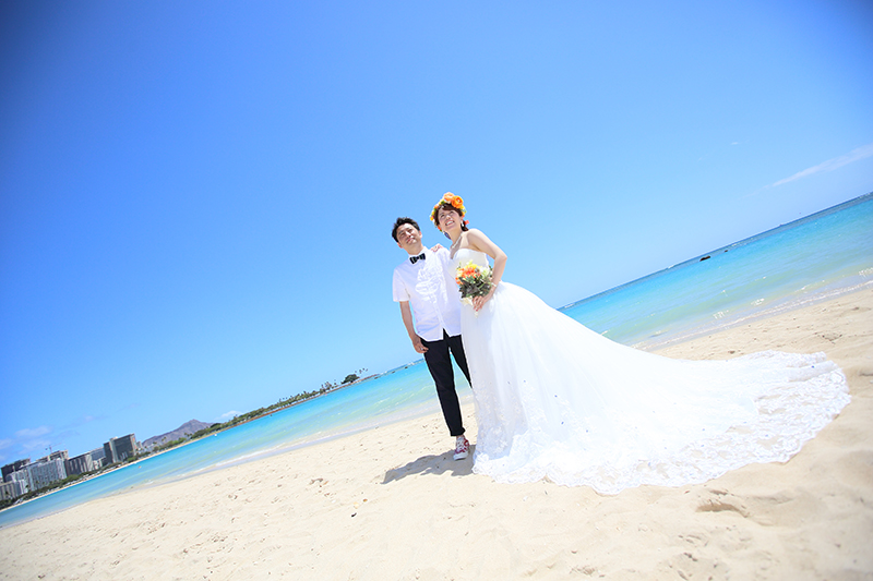 結婚式dressproduction ウェディングドレス　前撮り　海　レース
